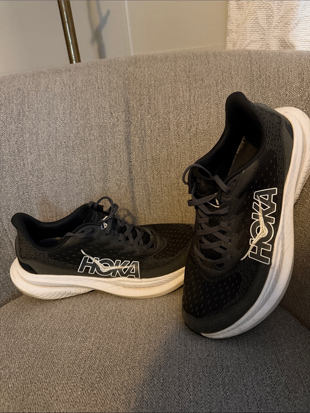 Hoka Women's Black and White Athletic Running Shoes